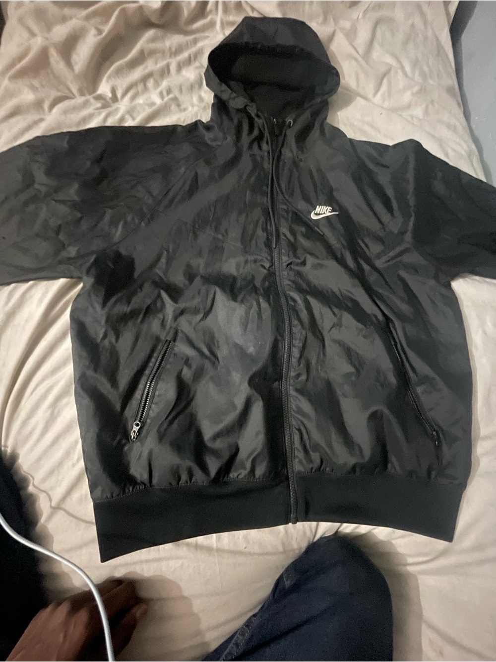 Nike Black Hooded Zip Windbreaker Jacket
